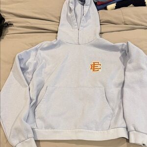 Light Blue Hoodie with Orange Logo